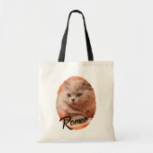 Cute huisdier kat foto script naam tote bag (Voorkant)