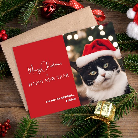 Cute huisdier kat kerstkaart