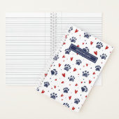 Cute huisdier pootafdruk hartpatroon hond kat lief notitieboek (Binnen)