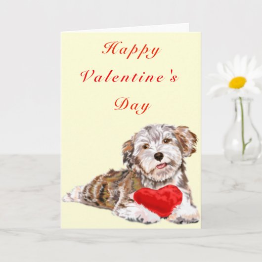 Cute huisdierhond met hart cadeau Valentijnsdag ka Kaart (Kleine Plant)
