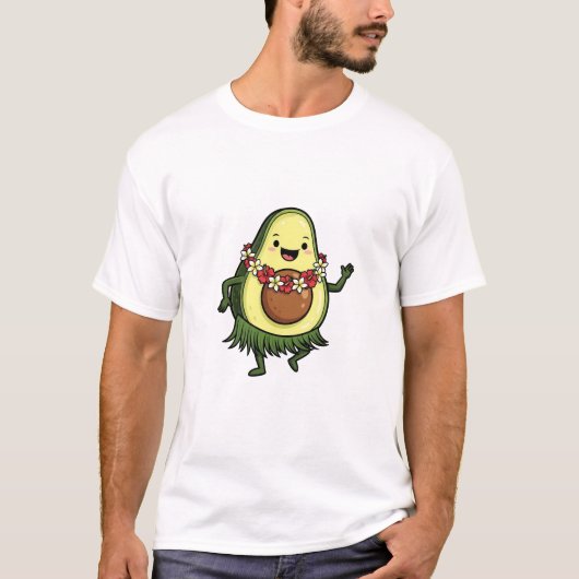 Cute Hula Avocado Character Dancing T-shirt (Voorkant)
