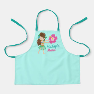 Cute Hula Dancer Hawaiian Girl Blauwgroen Monogram Schort