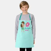 Cute Hula Dancer Hawaiian Girl Teal Monogram Kids Schort (Gedragen)