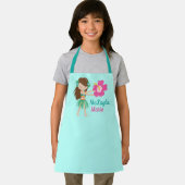 Cute Hula Dancer Hawaiian Girl Teal Monogram Kids Schort (Insitu)