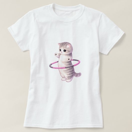 Cute Hula Hoop Cat T-Shirt (Design voorkant)