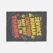 Cute Human Caution Service May Still Bite Training Fleece Deken (Voorkant (Horizontaal))