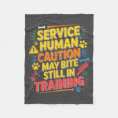 Cute Human Caution Service May Still Bite Training Fleece Deken (Voorkant)