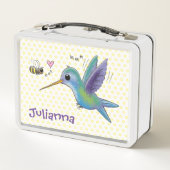 Cute hummingbird and bee cartoon illustration (Achterkant)