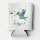 Cute hummingbird and bee cartoon illustration blikjeskoeler (Voorkant)