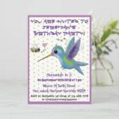 Cute hummingbird and bee cartoon illustration kaart (Staand voorkant)