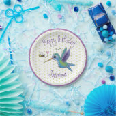Cute hummingbird and bee cartoon illustration papieren bordje (Feest)