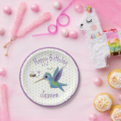 Cute hummingbird and bee cartoon illustration papieren bordje (Feest)