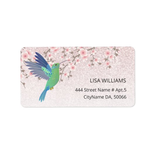 Cute Hummingbird Cherry Blossom  Etiket (Voorkant)