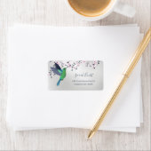 Cute Hummingbird Cherry Blossom Green Silver Etiket (Insitu)