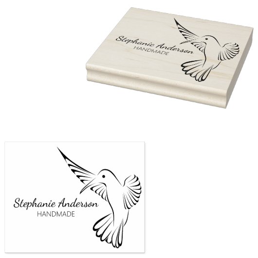 Cute Hummingbird Custom Handmade Large Rubberstempel (Gestempeld)