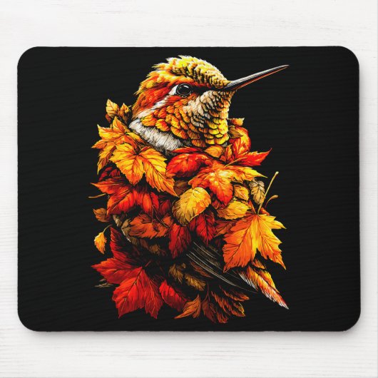 Cute Hummingbird Fall Leaves Forest Vibes Autumn A Muismat (Voorkant)