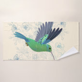 Cute Hummingbird Floral Badhanddoek (Badhanddoek)