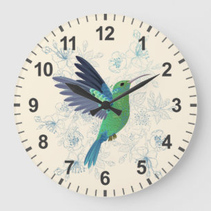 Cute Hummingbird Floral Grote Klok