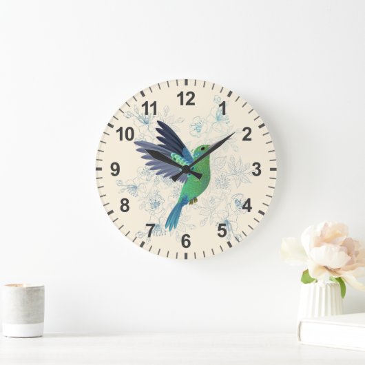 Cute Hummingbird Floral Grote Klok (Huis)