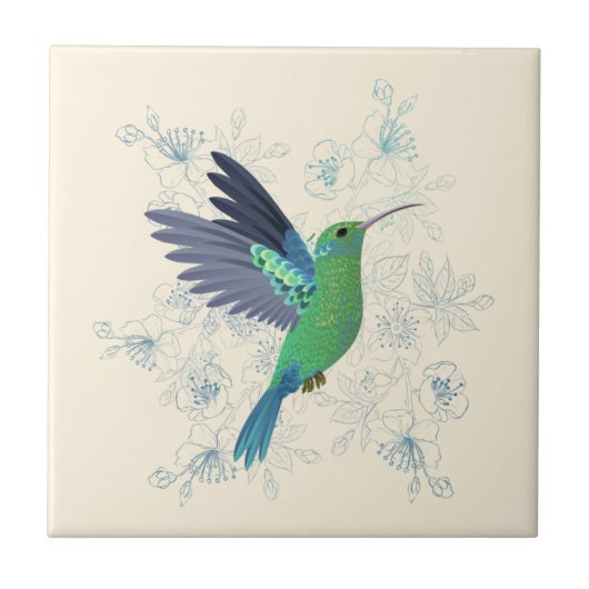 Cute Hummingbird Floral Tegeltje (Voorkant)