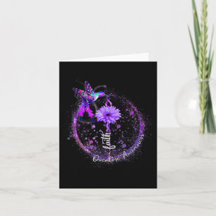 Cute Hummingbird Holding Paars Ribbon Overdosis AW Kaart