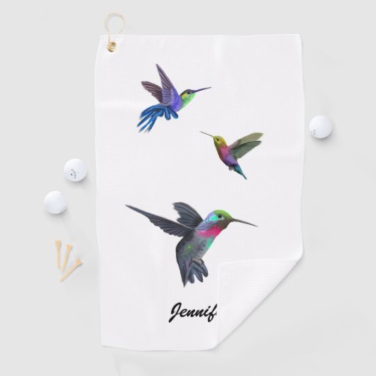 Cute Hummingbird Monogram Golfhanddoek (Insitu)
