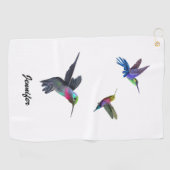 Cute Hummingbird Monogram Golfhanddoek (Horizontaal)