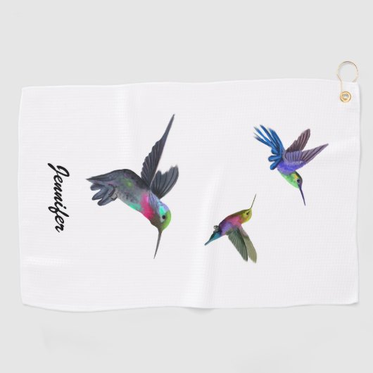 Cute Hummingbird Monogram Golfhanddoek (Horizontaal)