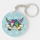 Cute Hummingbird Nature Lover Colorful Cartoon Sleutelhanger (Achterkant)
