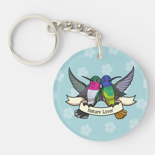 Cute Hummingbird Nature Lover Colorful Cartoon Sleutelhanger (Voorkant)