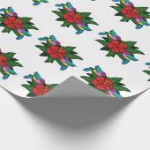 Cute Hummingbird on Hibiscus Flower Cartoon - W Cadeaupapier (Hoek)