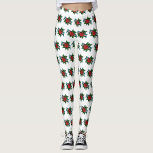 Cute Hummingbird on Hibiscus Flower Cartoon - W Leggings