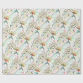 Cute Hummingbird Teacup Floral Garden Cadeaupapier (Vlak)