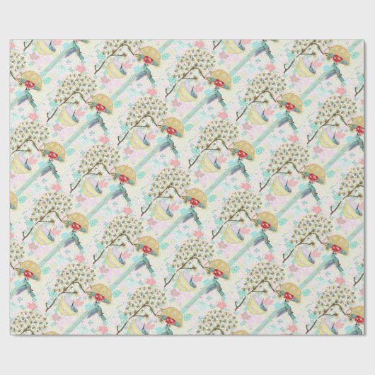 Cute Hummingbird Teacup Floral Garden Cadeaupapier (Vlak)