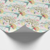 Cute Hummingbird Teacup Floral Garden Cadeaupapier (Hoek)