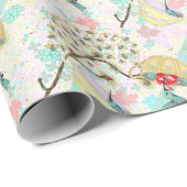 Cute Hummingbird Teacup Floral Garden Cadeaupapier (Rol Hoek)