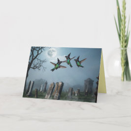 Cute Hummingbird Witch Halloween Card Feestdagen Kaart