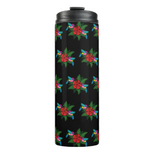 Cute Hummingsbird on Hibiscus Flower Cartoon Thermosbeker
