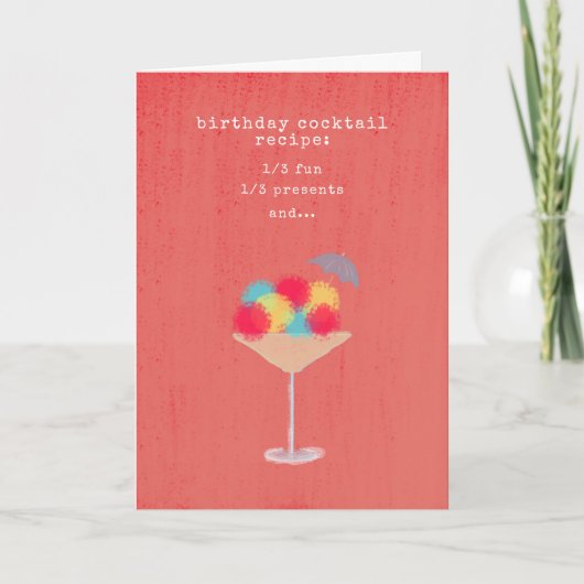 Cute Humor Cocktail Recept Eenvoudig Modern Verjaa Kaart (Voorkant)