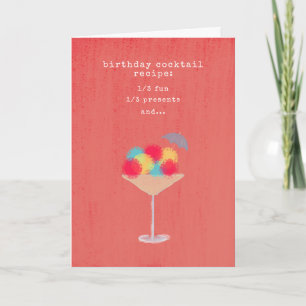 Cute Humor Cocktail Recipe Simple Modern Birthday Kaart