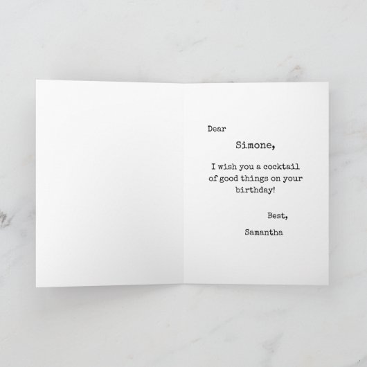 Cute Humor Pink Cocktail Glass Simple Birthday Kaart (Binnen)