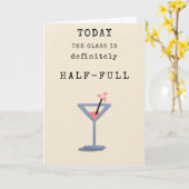 Cute Humor Pink Cocktail Glass Simple Birthday Kaart (Gele Bloem)