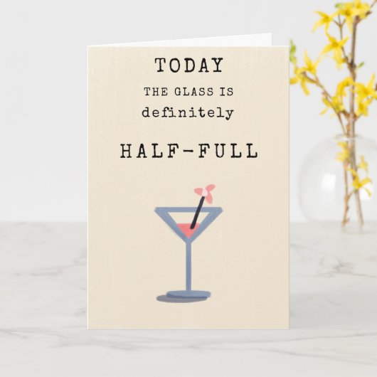 Cute Humor Pink Cocktail Glass Simple Birthday Kaart (Gele Bloem)