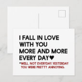 Cute Humoureuze Funny Valentijnsdag Gift Kaart (Voorkant / Achterkant)