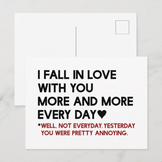 Cute Humoureuze Funny Valentijnsdag Gift Kaart (Voorkant / Achterkant)