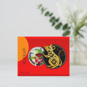 Cute Humoureuze Rat Paper-cut 2020 Briefkaart (Staand voorkant)