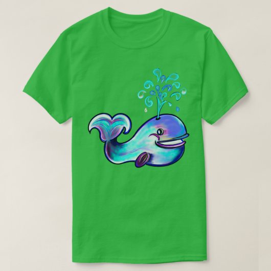 Cute humpback walvis die water in de lucht spuit P T-shirt (Design voorkant)