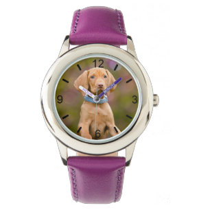 Cute Hungarian Vizsla Dog Puppy Photo - dial-bord Horloge