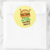 Cute Hungry Away Burger Round Sticker (Tas)