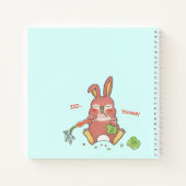 Cute Hungry Bunny blue Square Custom Notebook  Notitieboek (Achterkant)
